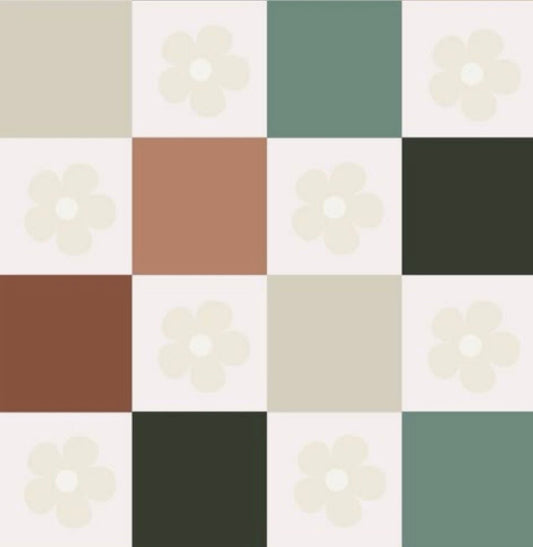 Floral checker print